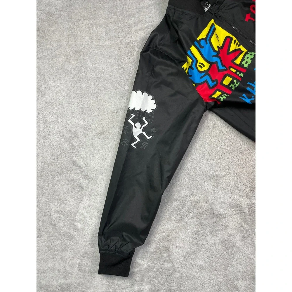 Members Only Keith Haring Jacket Mens Medium Black Bomber Windbreaker Tokyo Pop - Picture 3 of 12